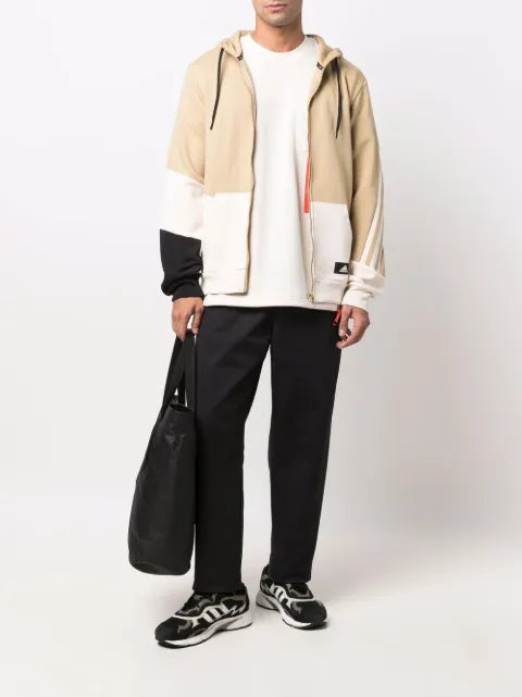 adidas three-stripe panelled zip hoodie